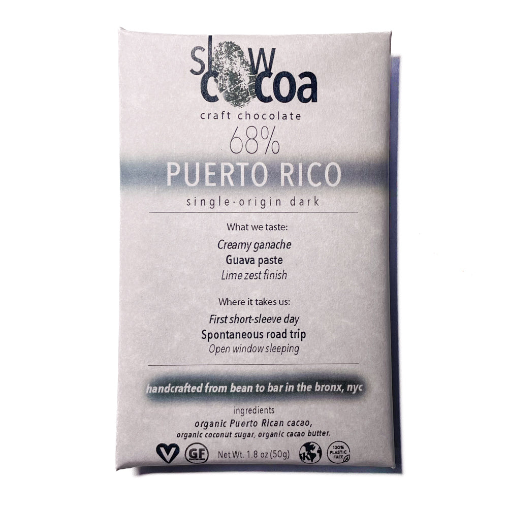 slowcocoa 68% Puerto Rico single-origin dark chocolate bar