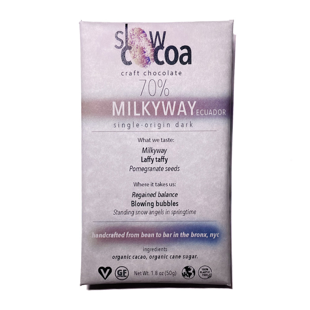 slowcocoa 70% Milkyway (Ecuadorian-origin) dark chocolate bar product photo