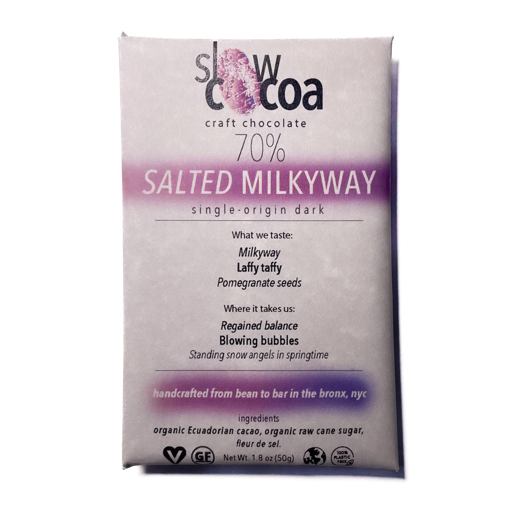 slowcocoa 70% Salted Milkyway single-origin dark chocolate bar