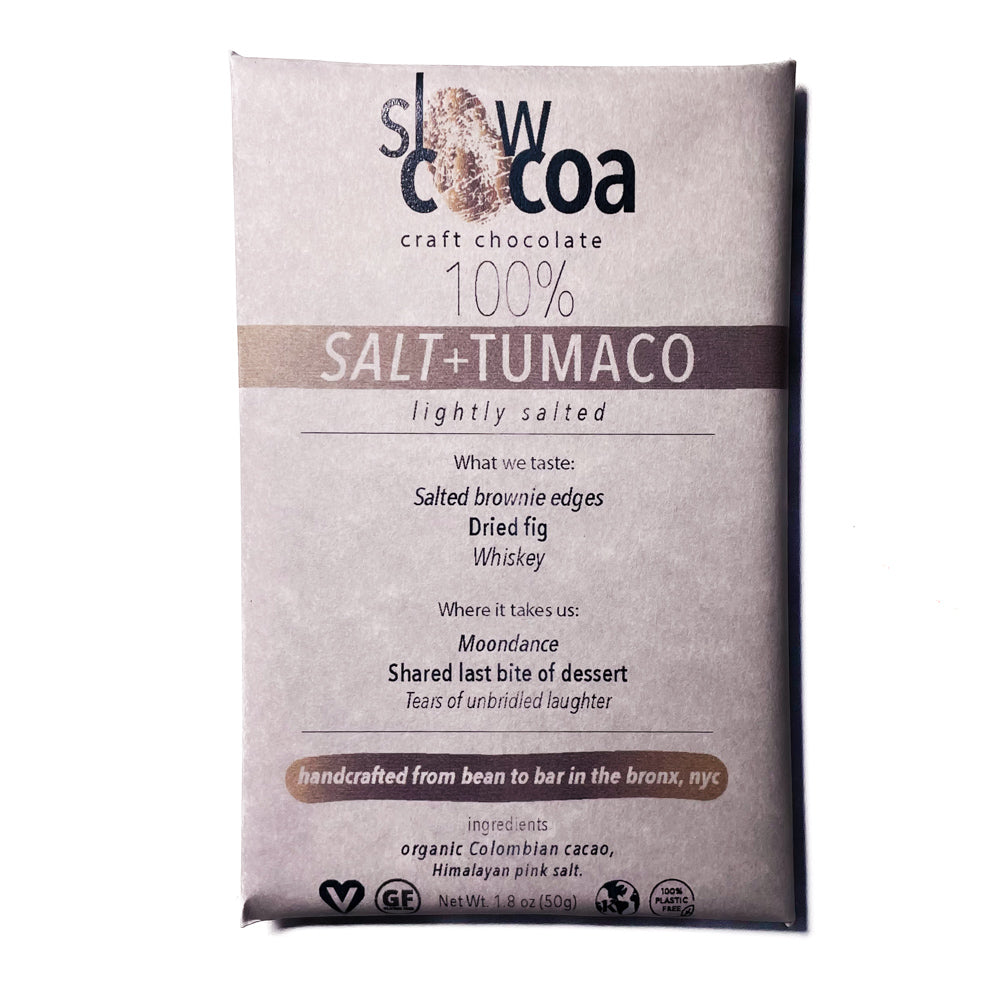 slowcocoa 100% Tumaco + salt single-origin dark chocolate