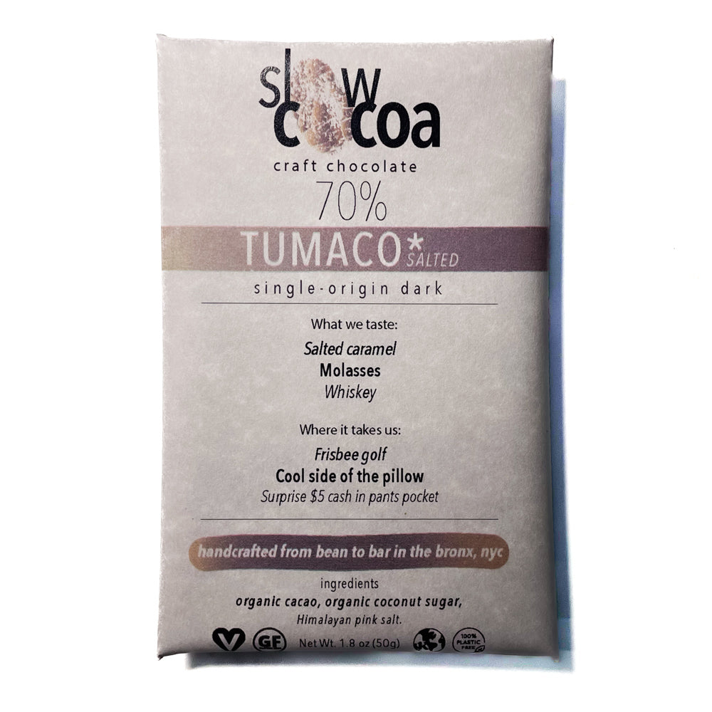 slowcocoa 70% Tumaco single-origin salted dark chocolate