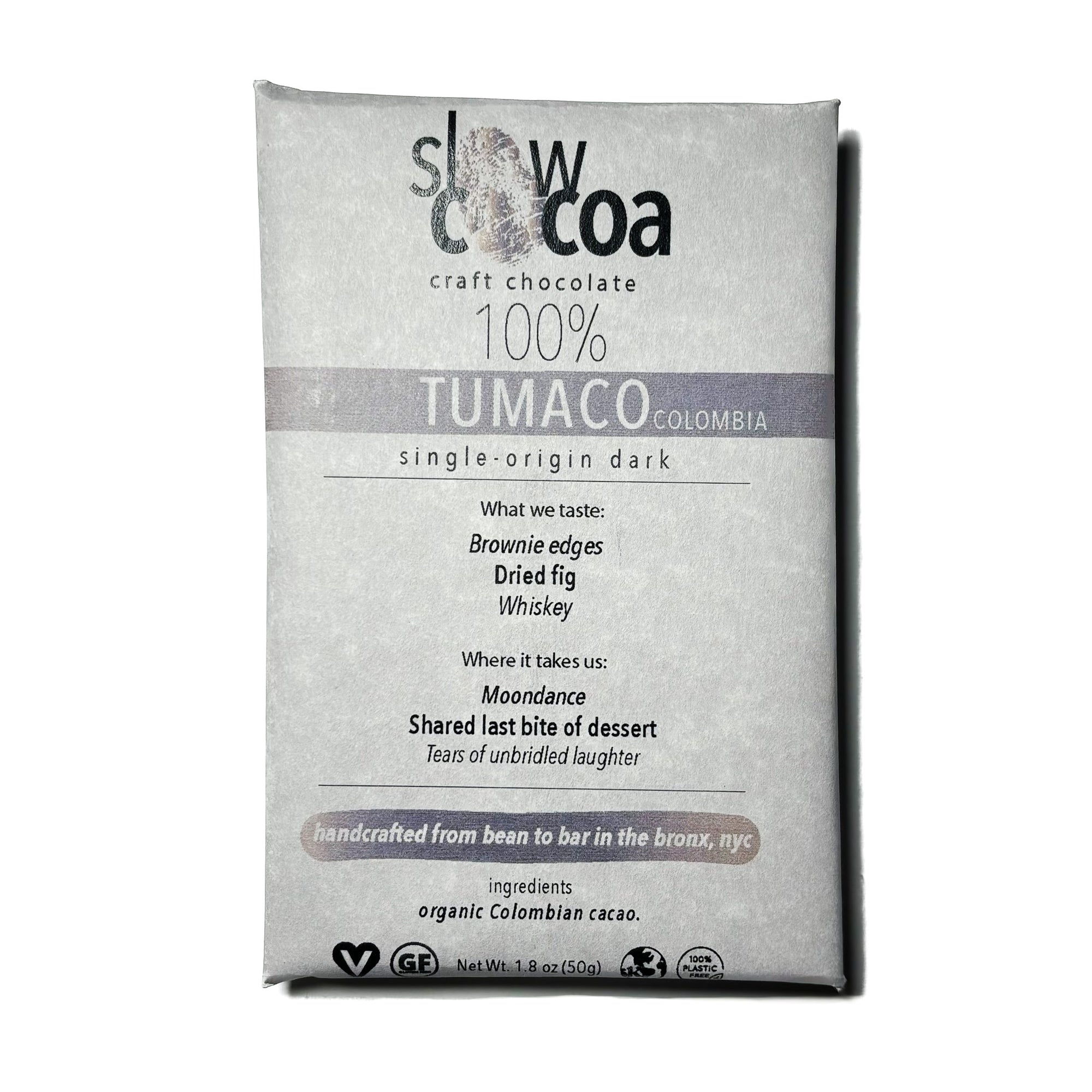 slowcocoa 100% Tumaco Chocolate Bar