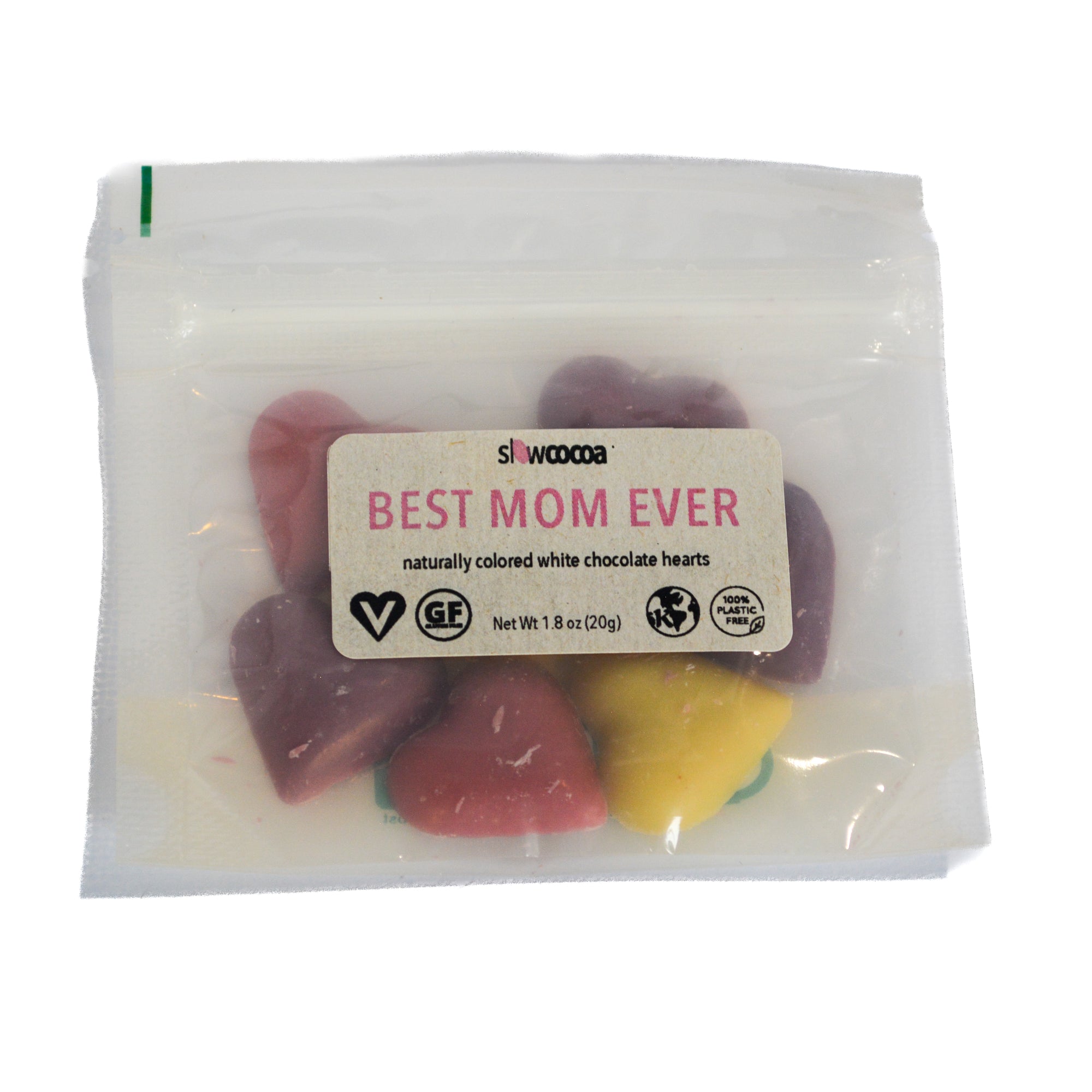 Pink and purple chocolate hearts